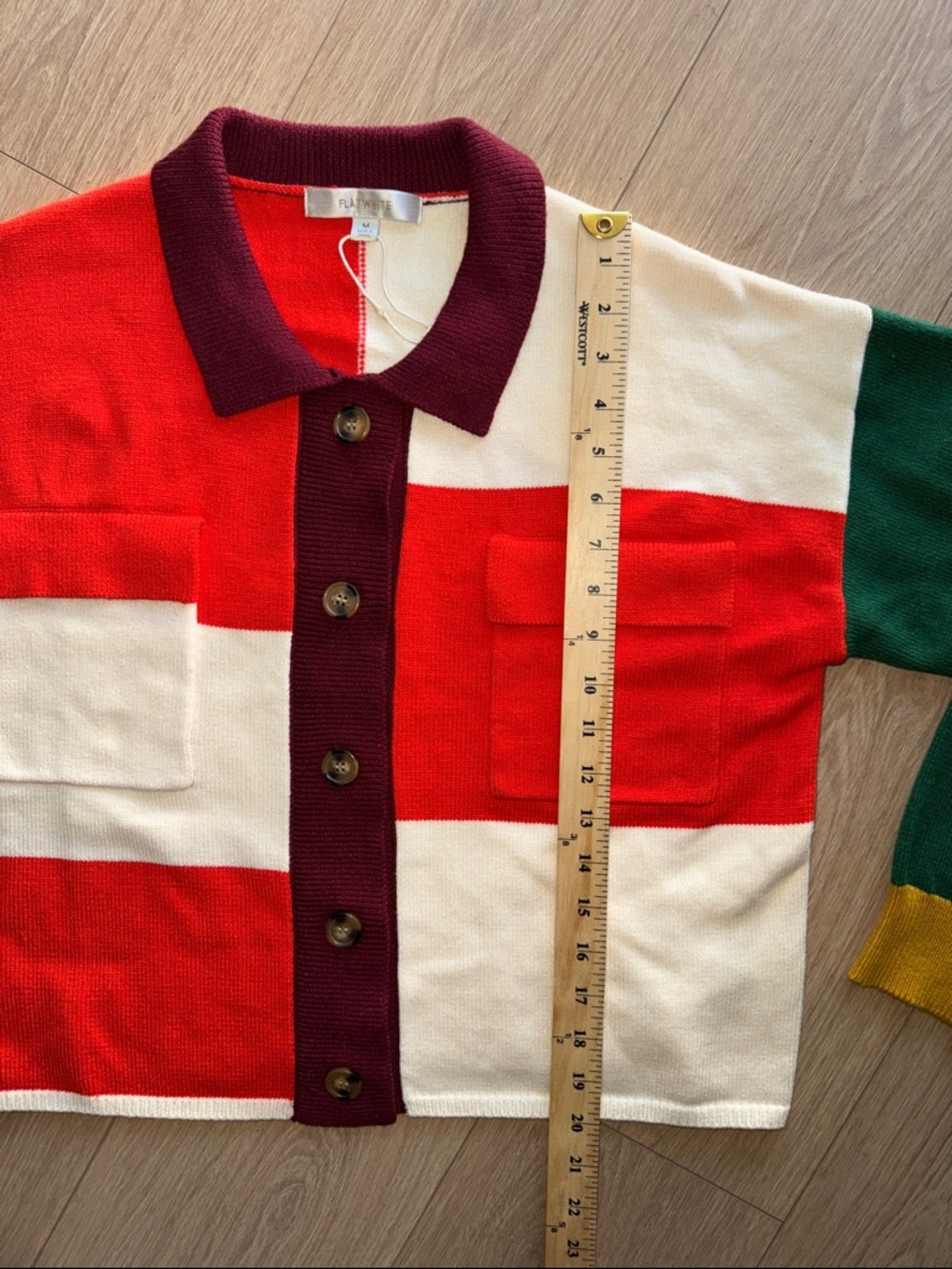 Anthropologie Flat White Colorblock Structured Cardigan Multi Size M - Picture 13 of 13